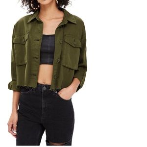 Top shop Sonny raw hem distressed crop utility jacket